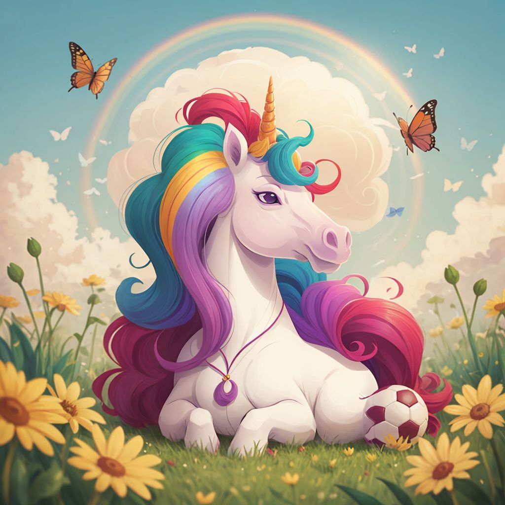 Rosie and Rainbow unicorns learn to play soccer